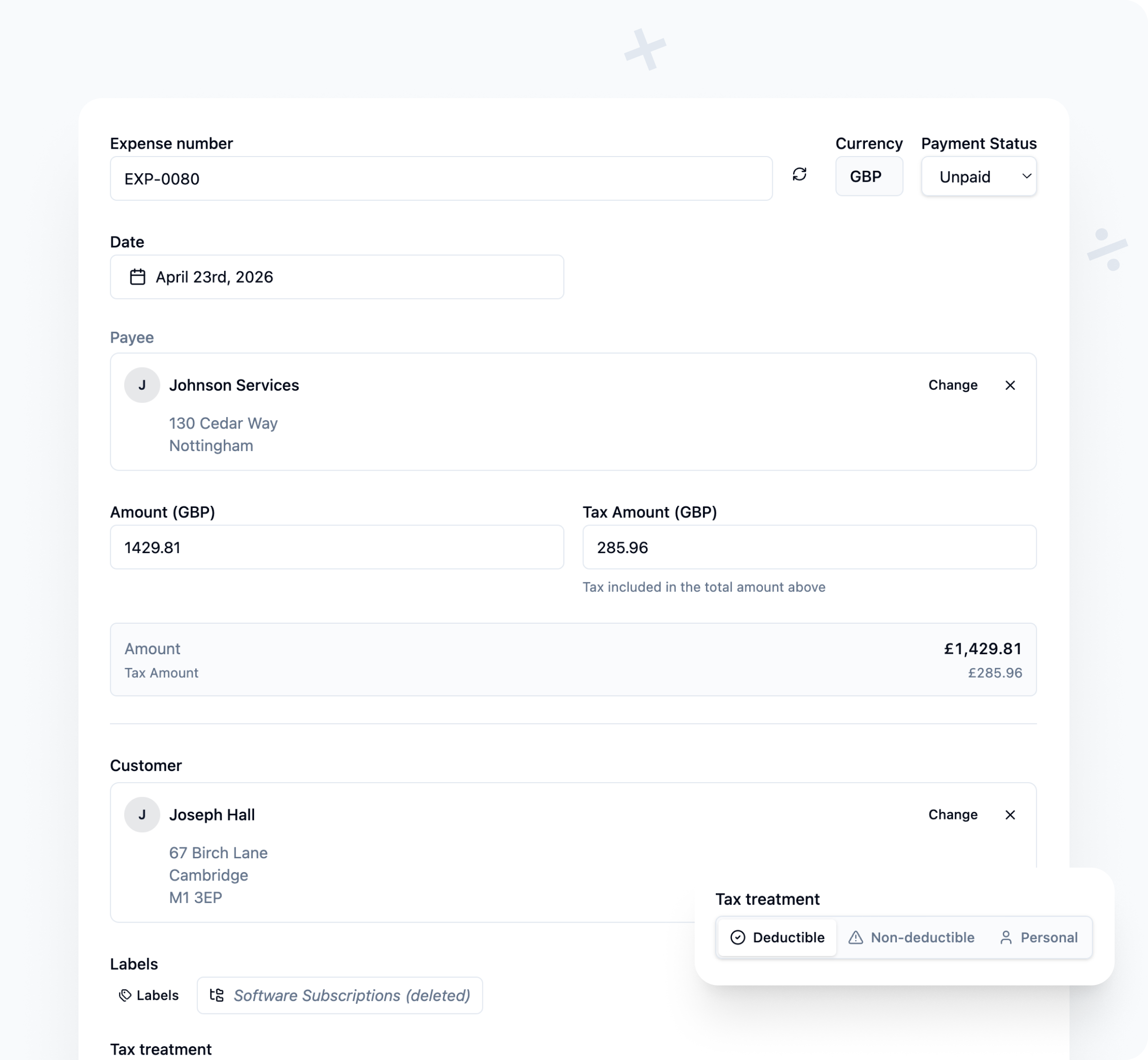 Expense Tracking & Receipts