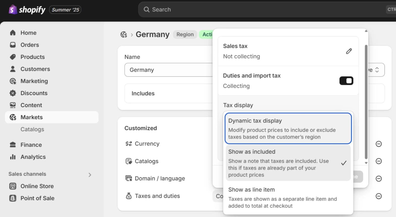 Tax and duty customization for B2B