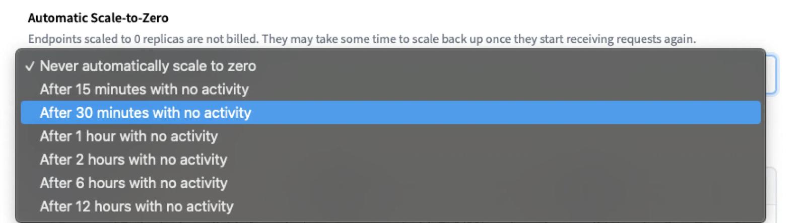 Apply or leave the Automatic Scale-to-Zero setting as is