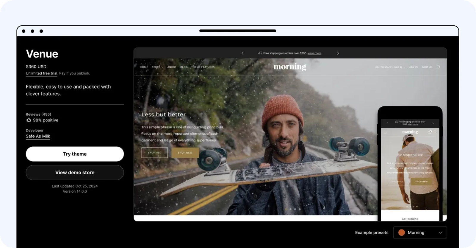 Venue Shopify clothing theme