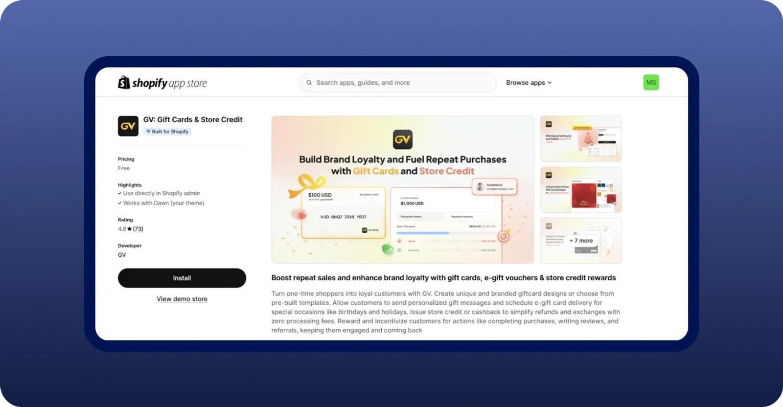 GV: Gift Cards & Store Credit app