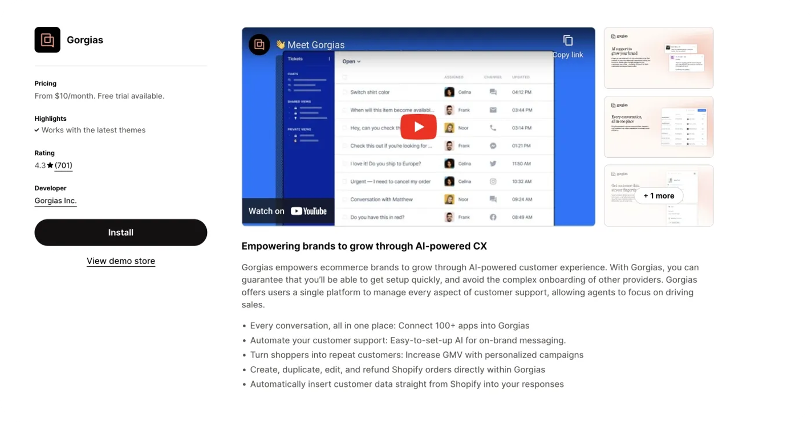 Gorgias Shopify app