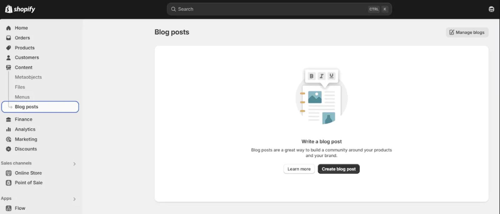 Shopify blog section