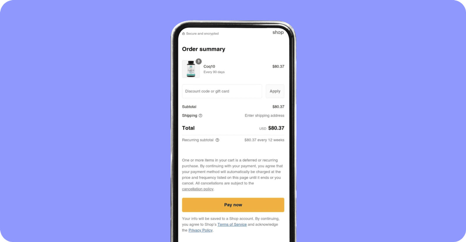 Order summary Luma Nutrition