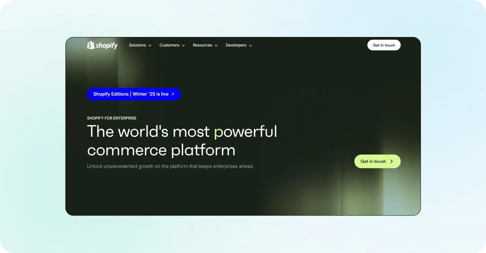 Shopify pricing plan for Enterprise commerce