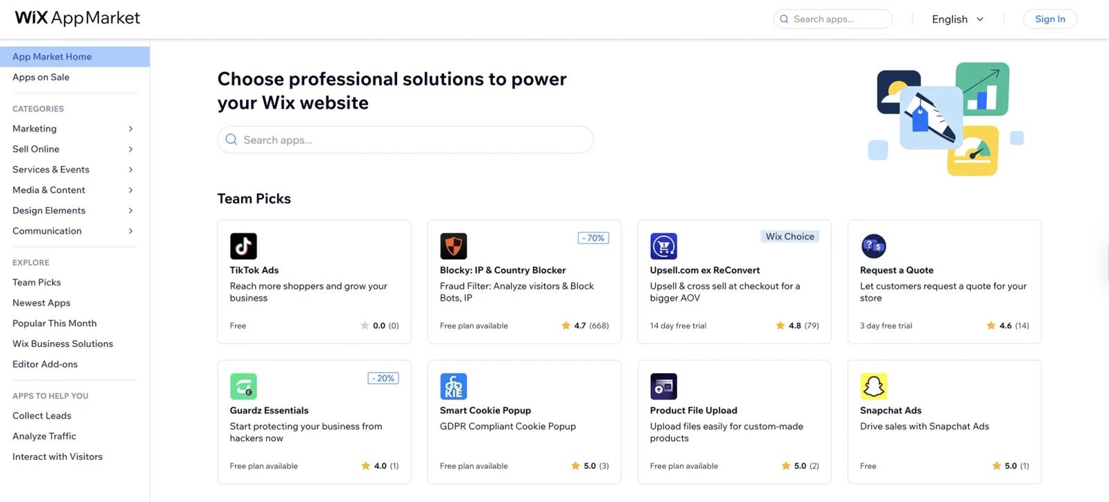 Wix app market