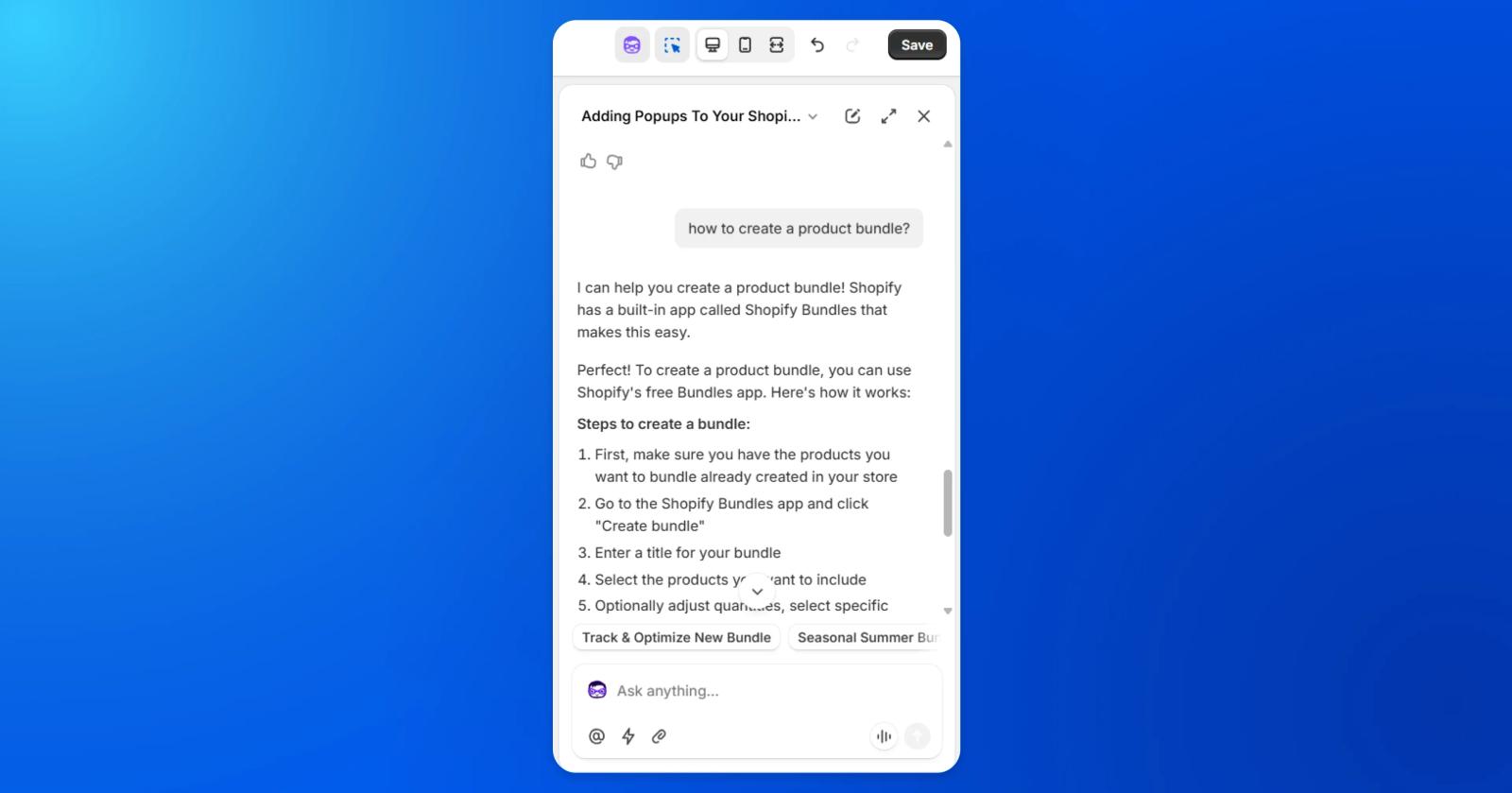 Shopify AI assistant for theme customization
