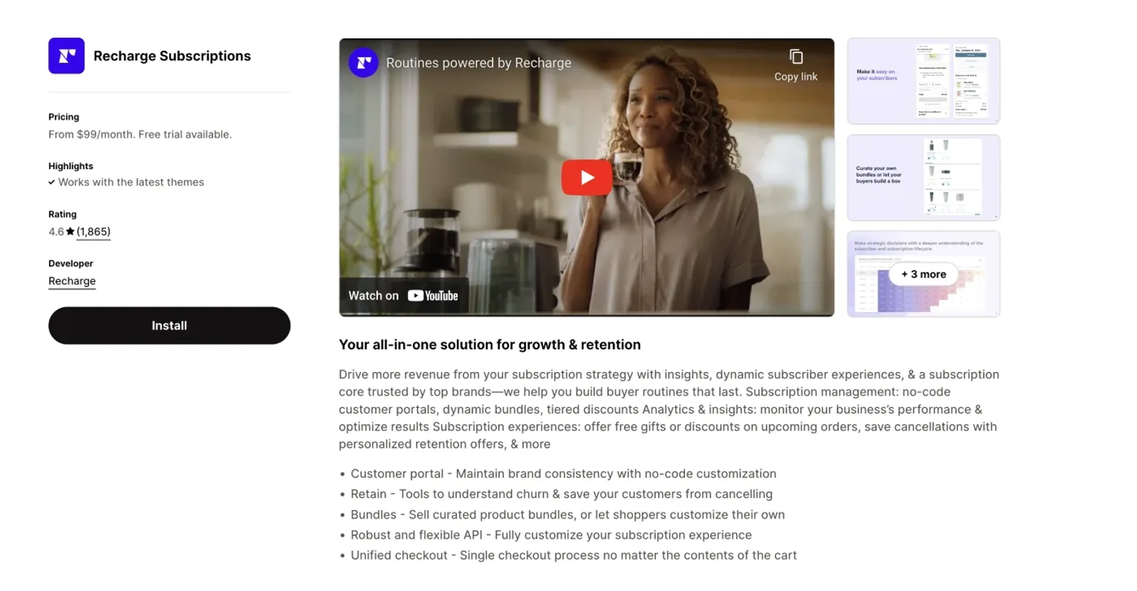 Recharge Shopify app