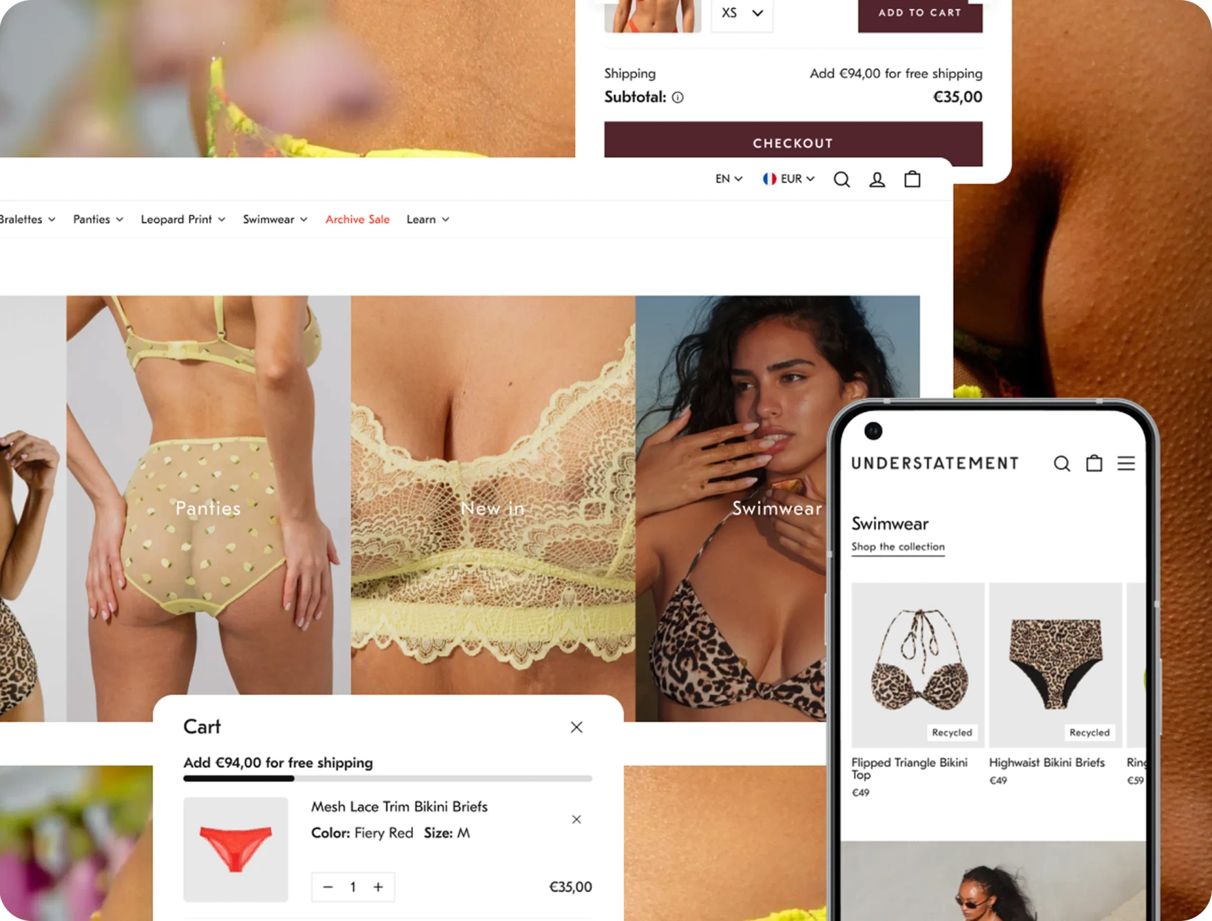 Fashion apparel website features