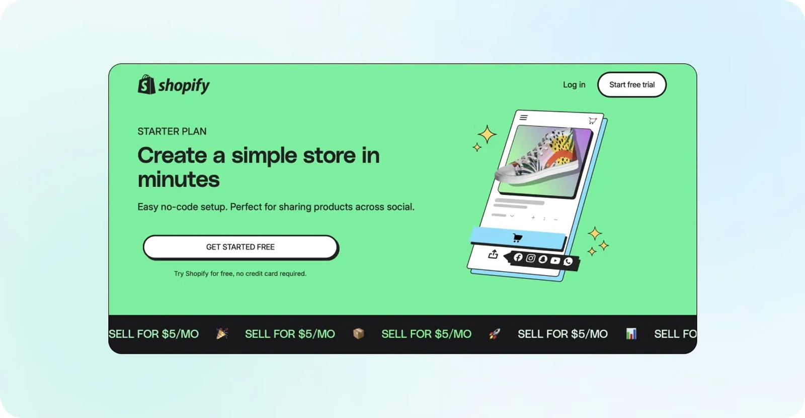 Shopify price for Starter plan