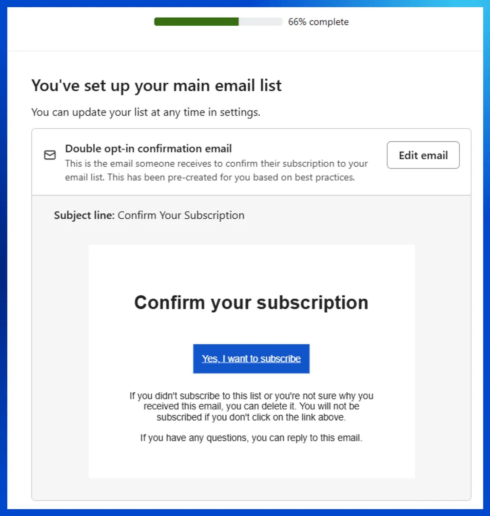 Edit the confirmation email