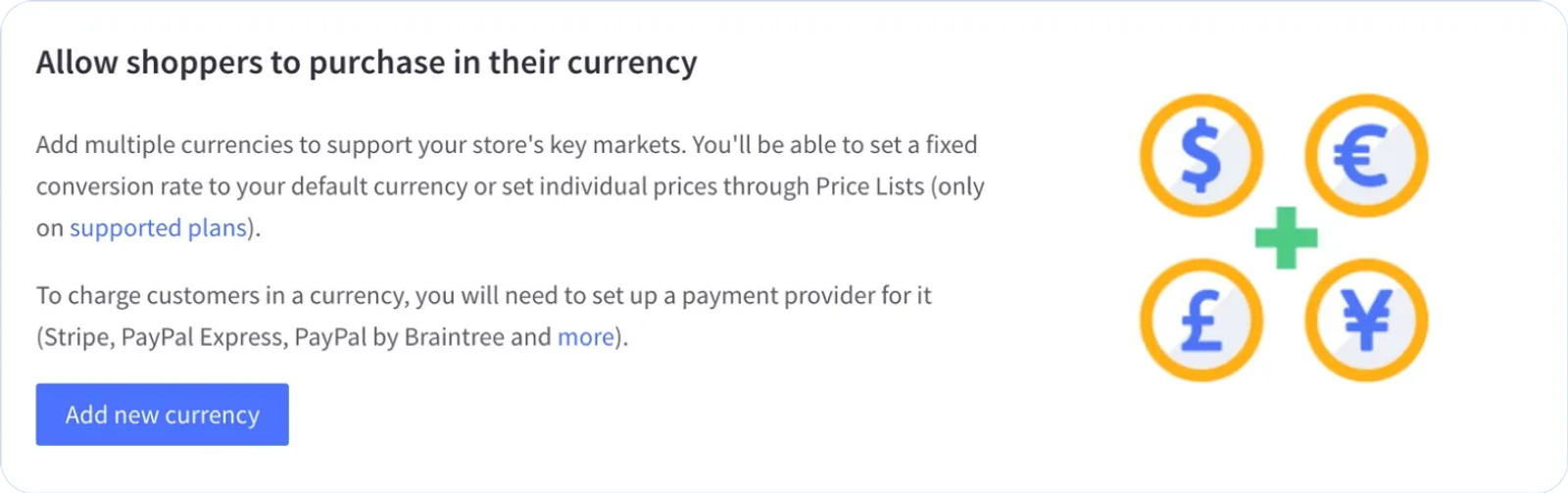 Multi-currency functionality