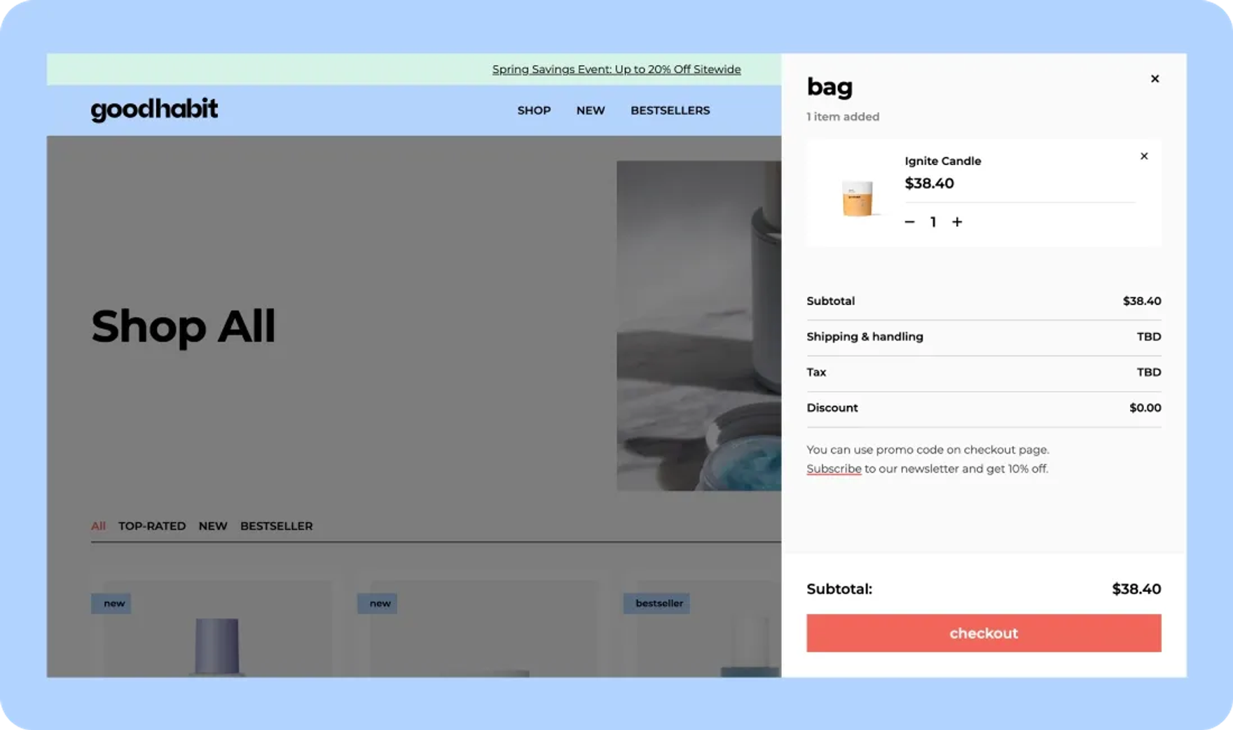 Cart and checkout