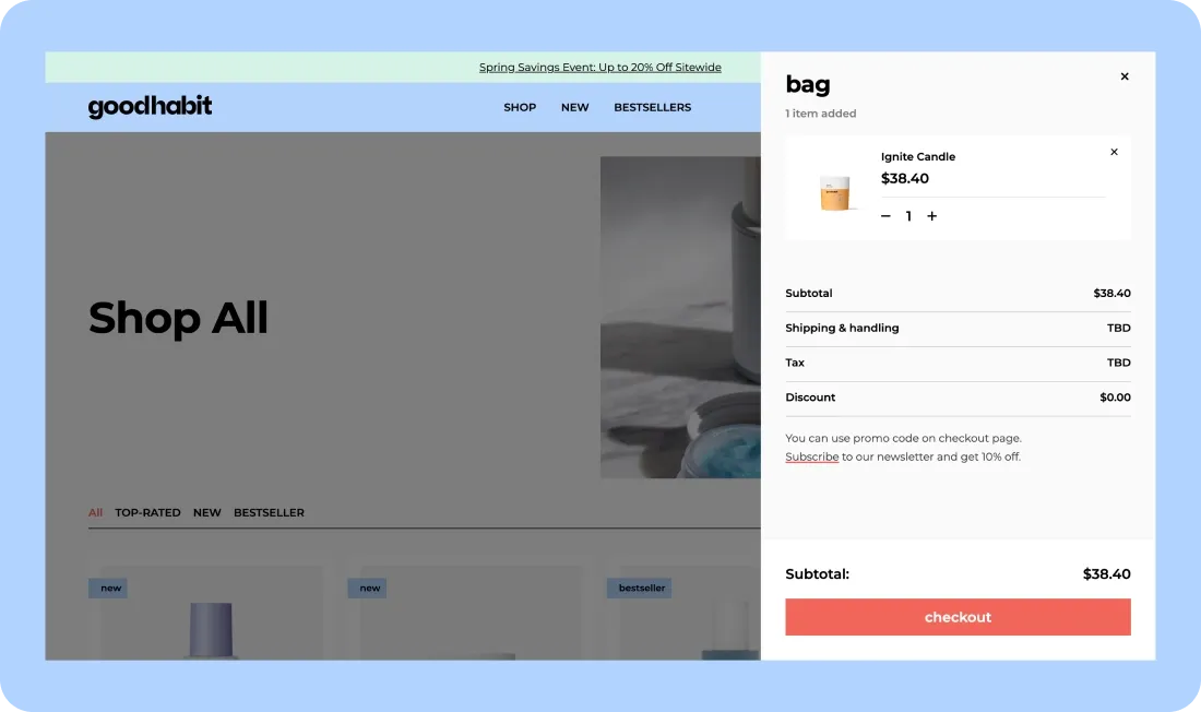 Cart and checkout Cart and checkout