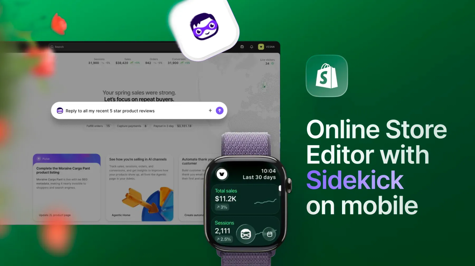 Sidekick AI in Shopify’s mobile editor