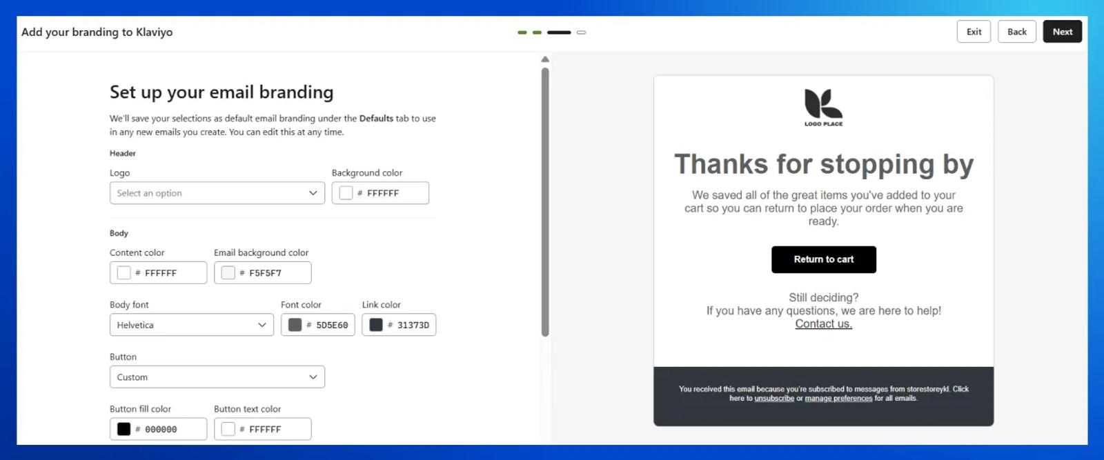 Add your branding to Klaviyo