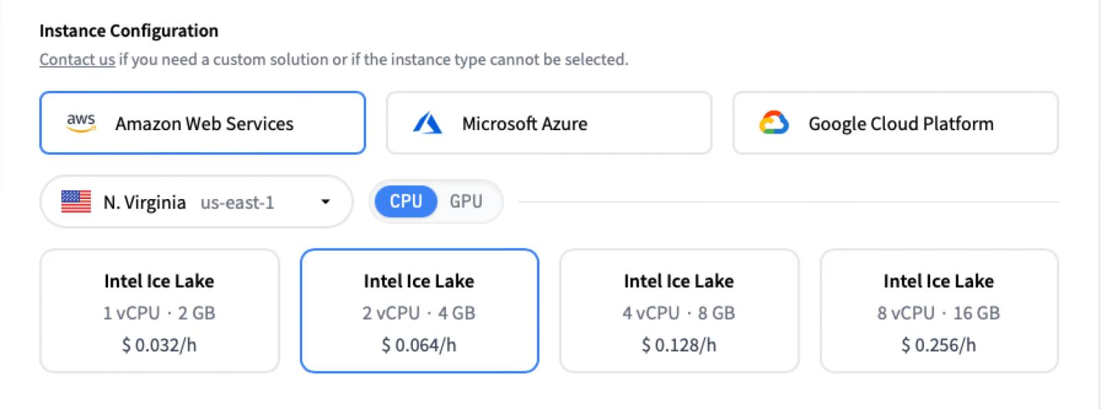 Choose your Instance Configuration