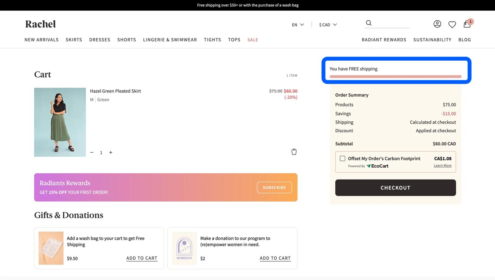 Incentivize purchases with free gifts and free shipping