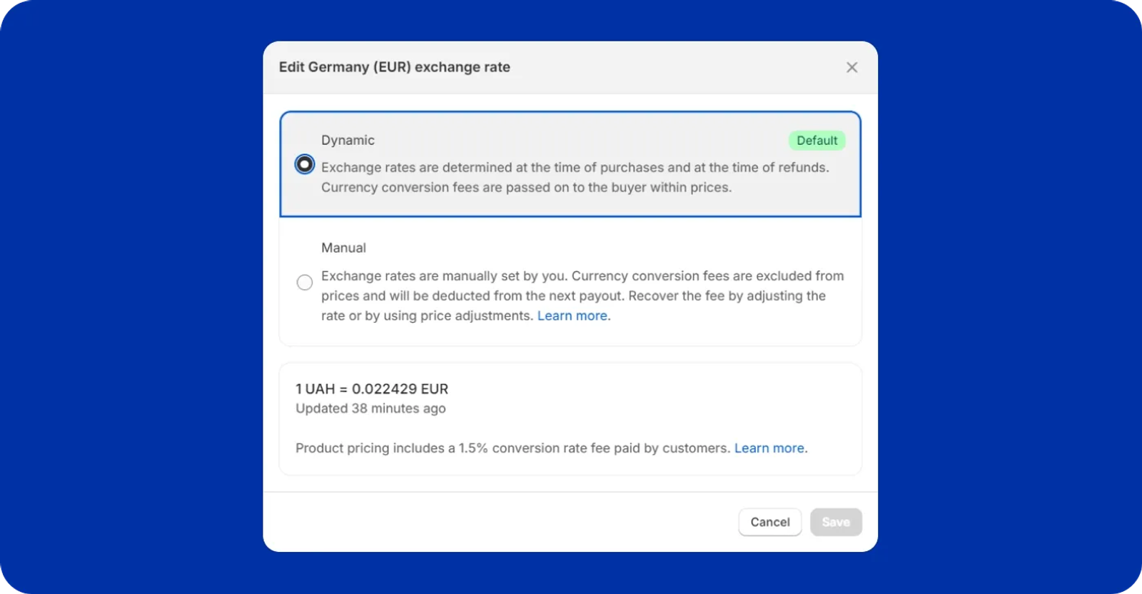 Shopify currency exchange