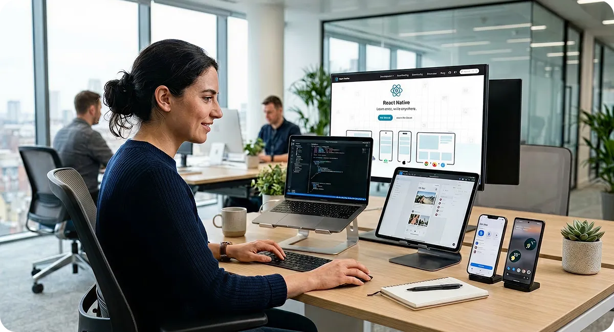 Get a mobile app that works anywhere with React Native development services Get a mobile app that works anywhere with React Native development services