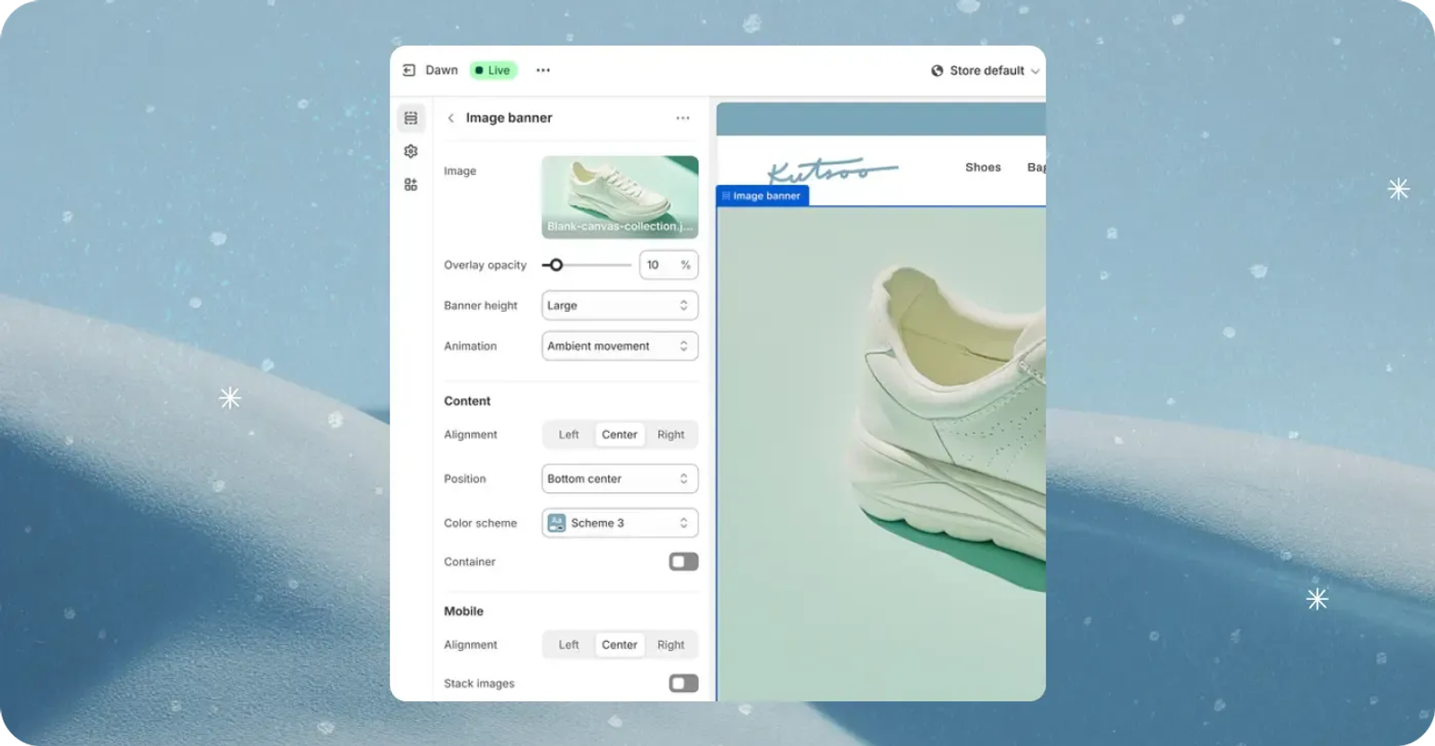 Streamlined theme editor settings