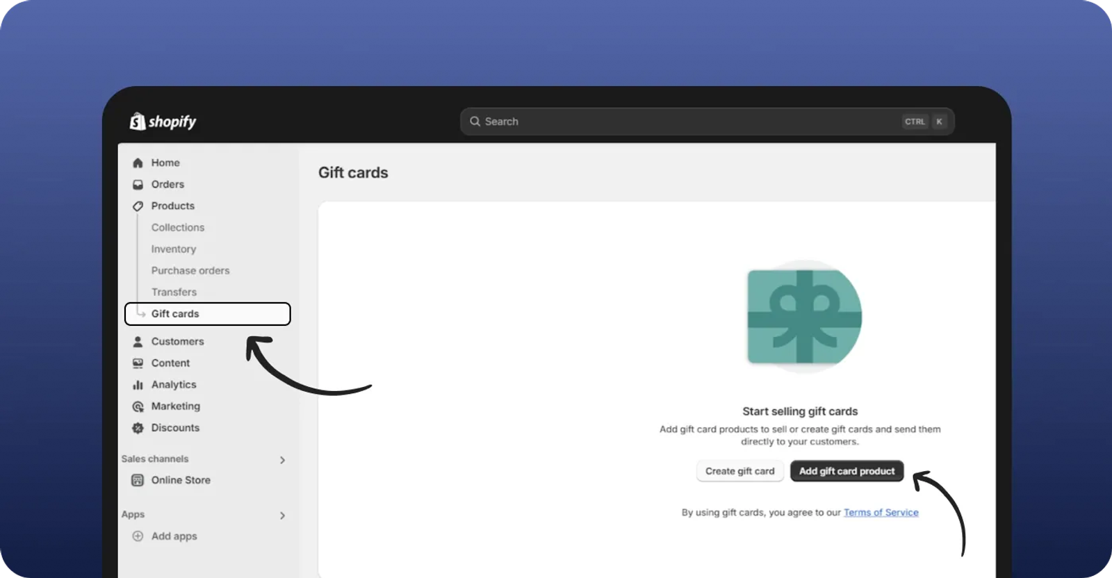 How to create a gift card in Shopify using built-in tools