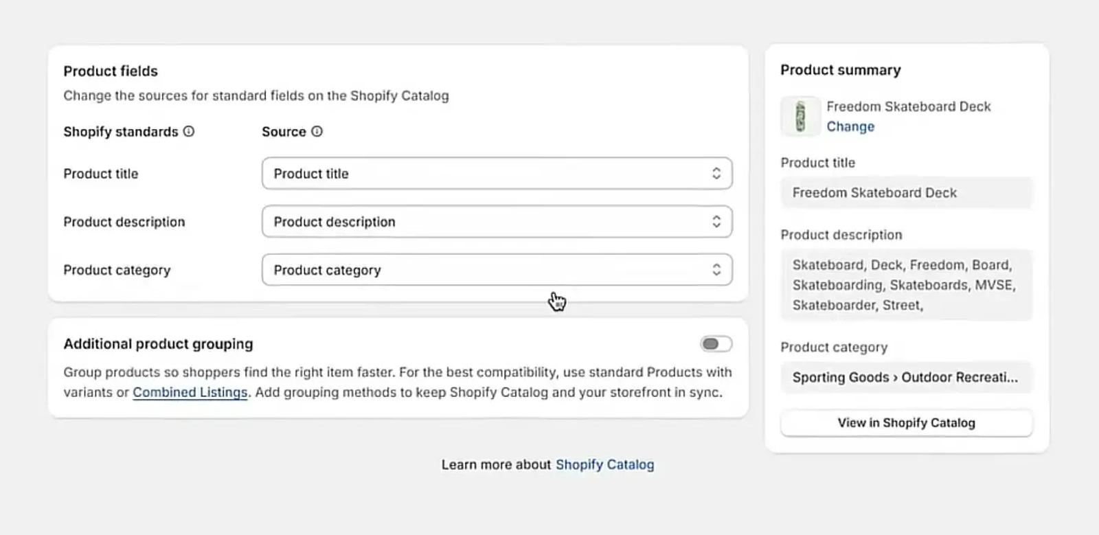 Default listing