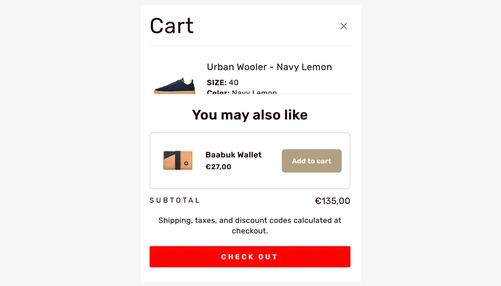 Baabuk Shopify store checkout notice example to increase conversions