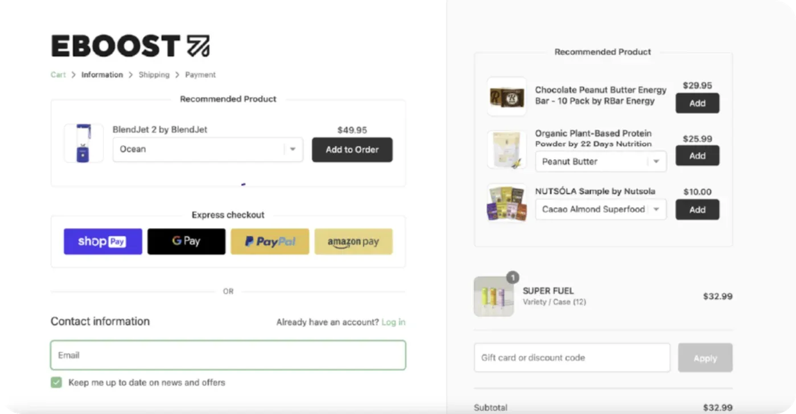 Display related products at checkout