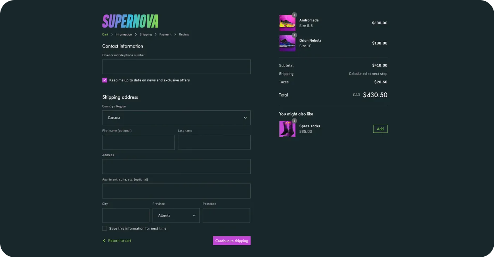 Checkout extensibility features