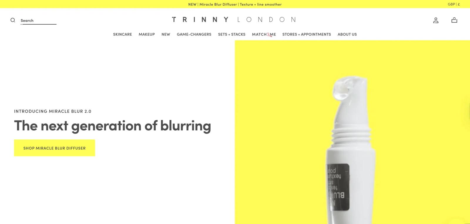 Trinny London Shopify store in the UK