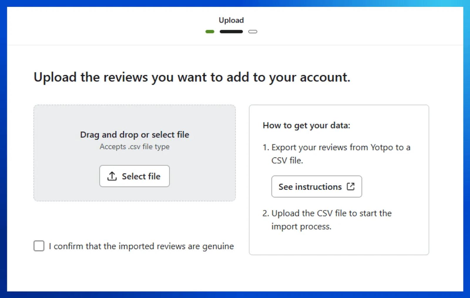 Upload reviews