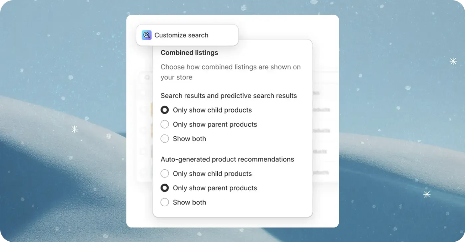 Combined listings for search