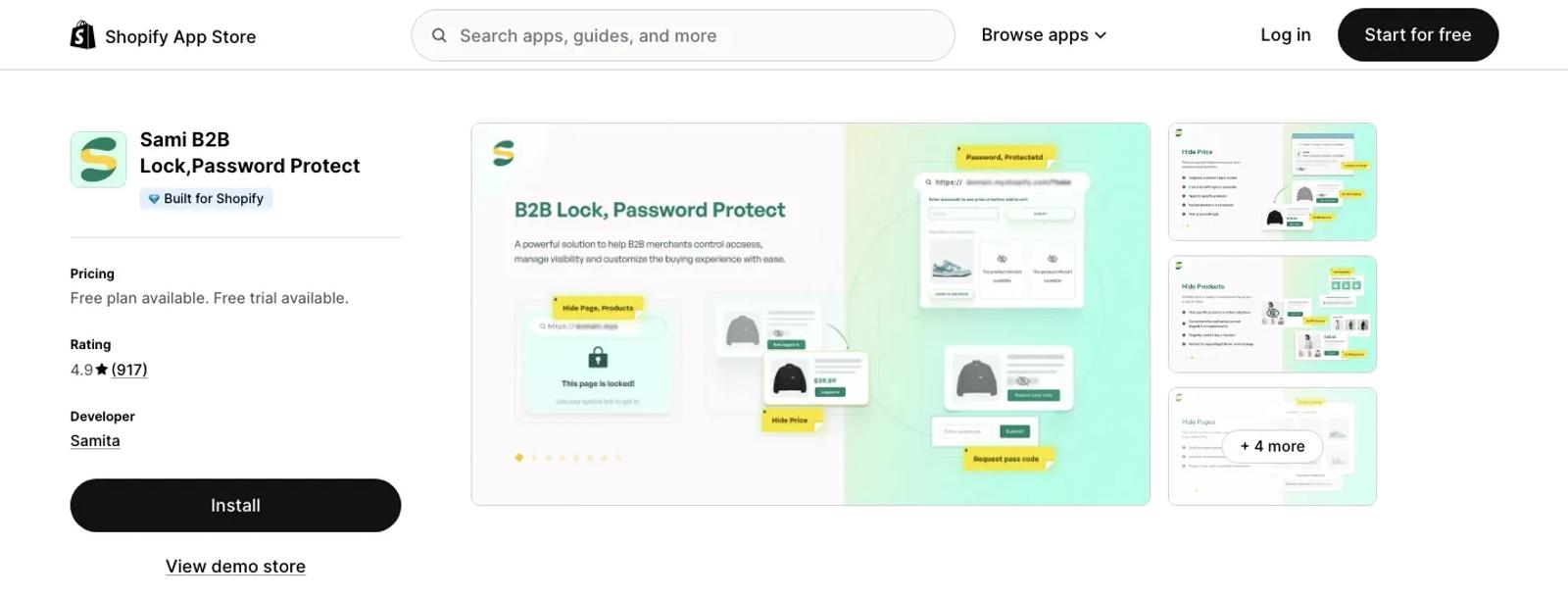 Best wholesale app for Shopify - Sami B2B Lock, Password Protect