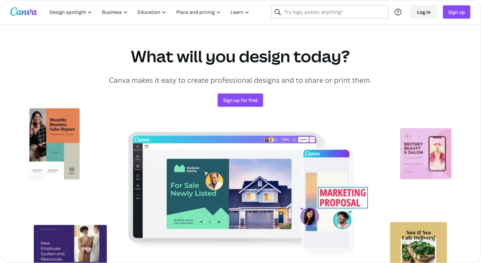 Canva website is a prime example of clean and minimalistic design