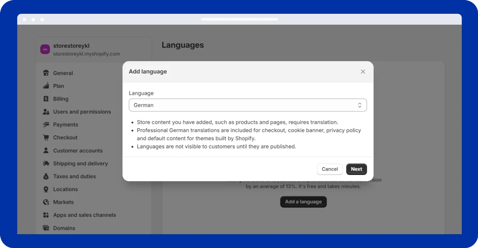 Shopify multi-language store