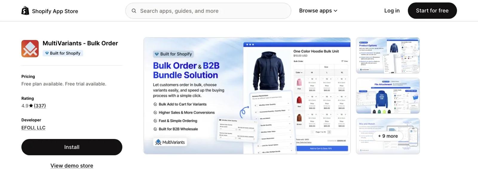 Best wholesale app for Shopify - MultiVariants ‑ Bulk Order