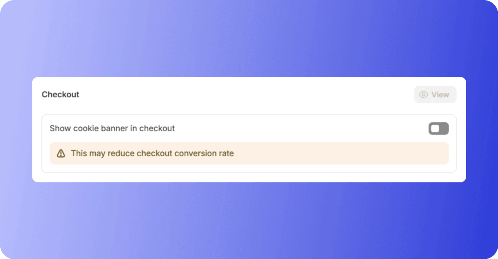 Cookie banner at checkout