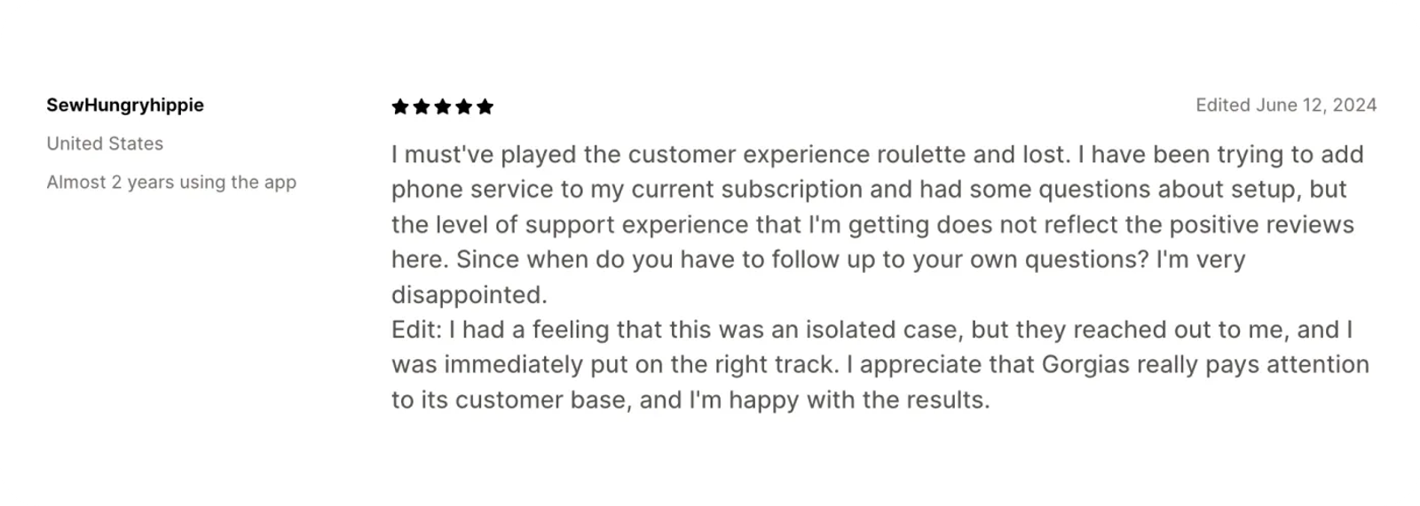 Gorgias feedback