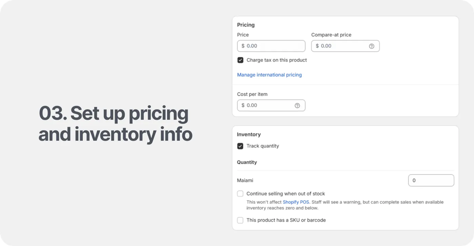 Set up pricing and inventory information