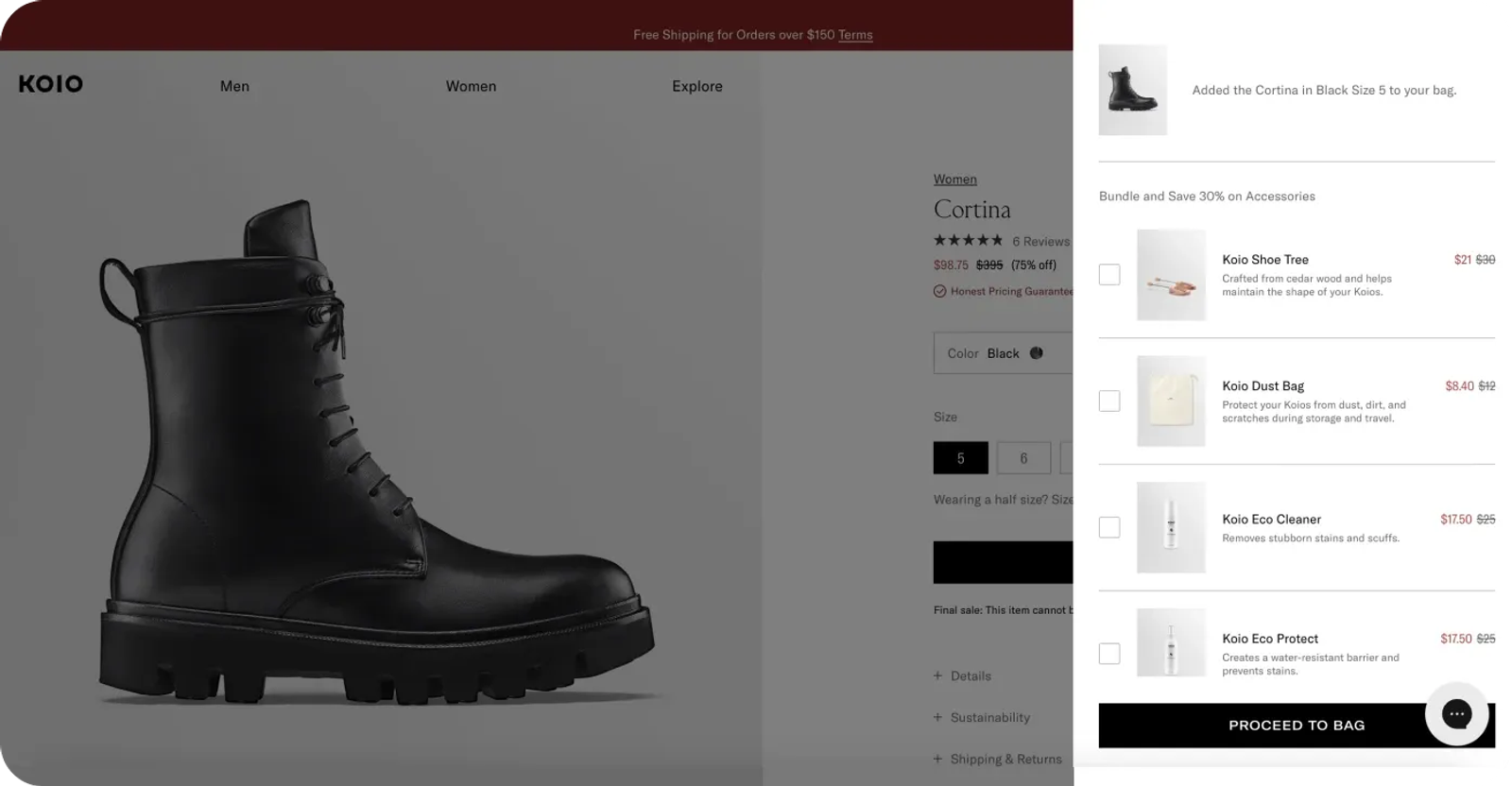 Bundle a selected product with accessories on the cart page or slider