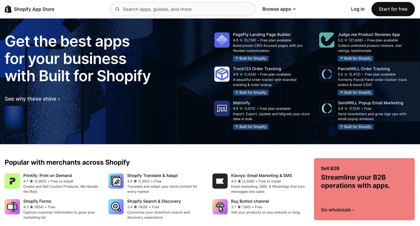 Shopify app store