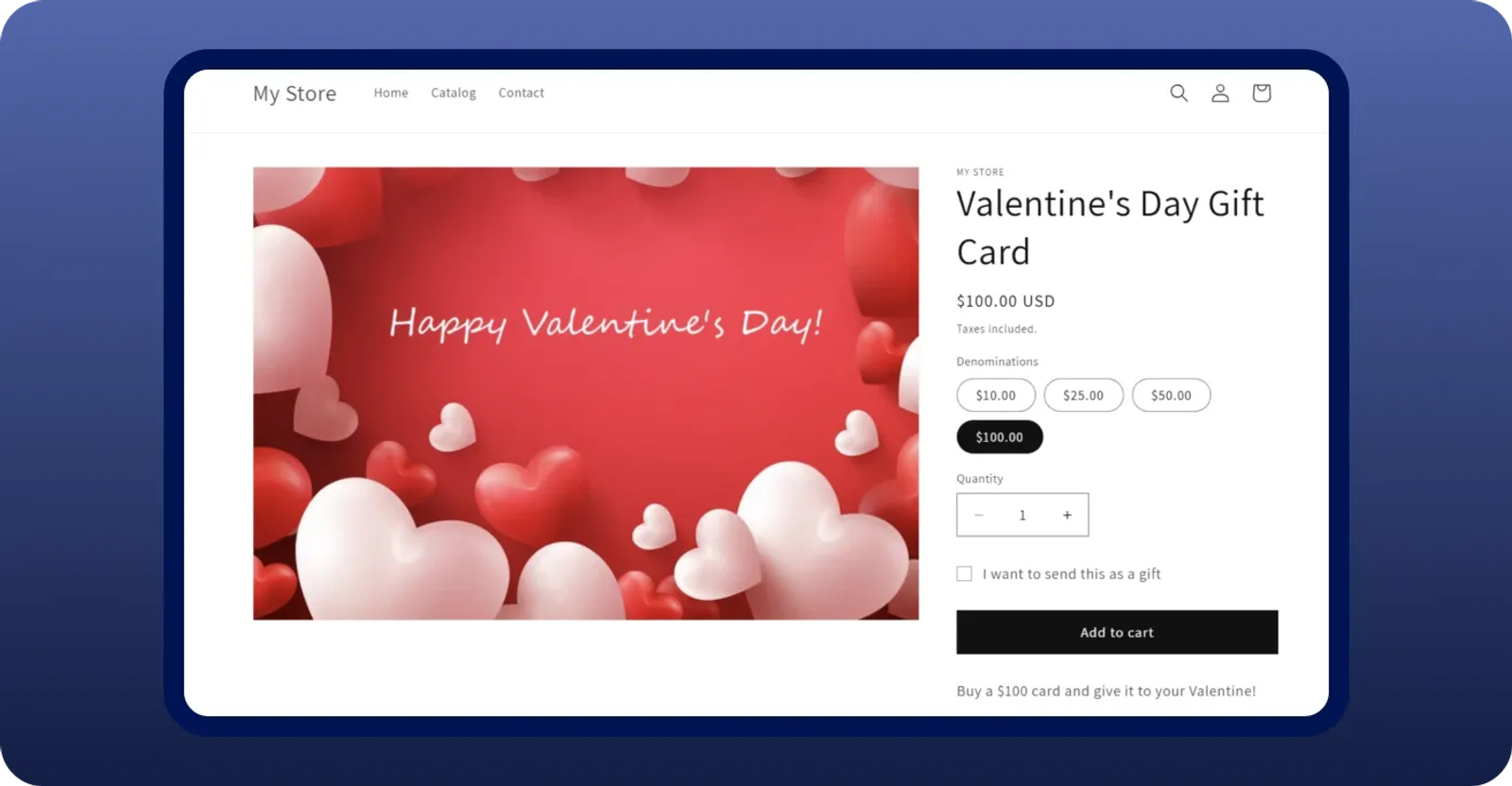 Gift card preview in Shopify