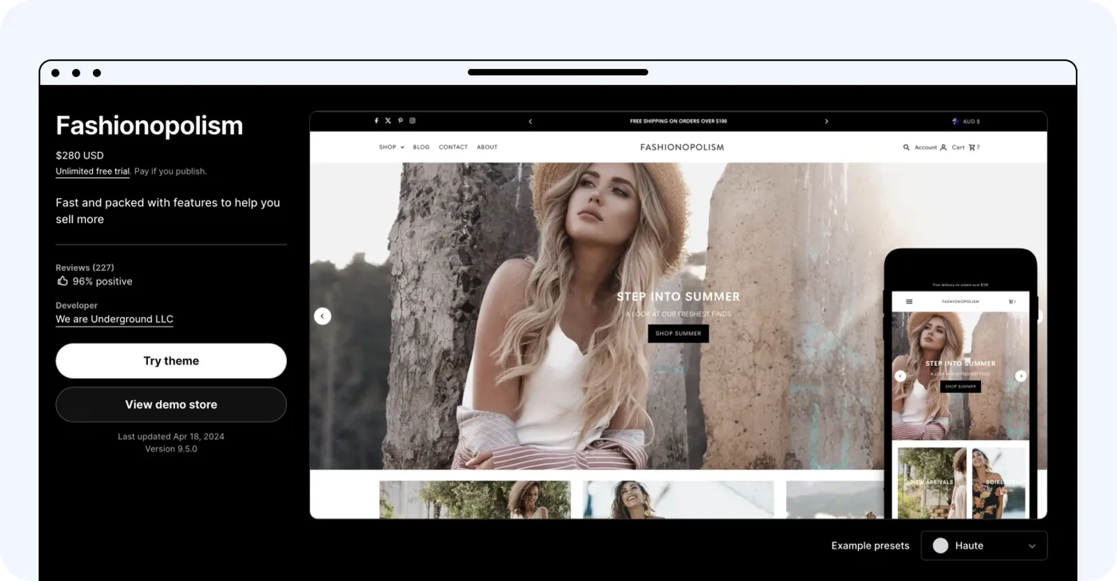 Fashionopolism Shopify clothing theme