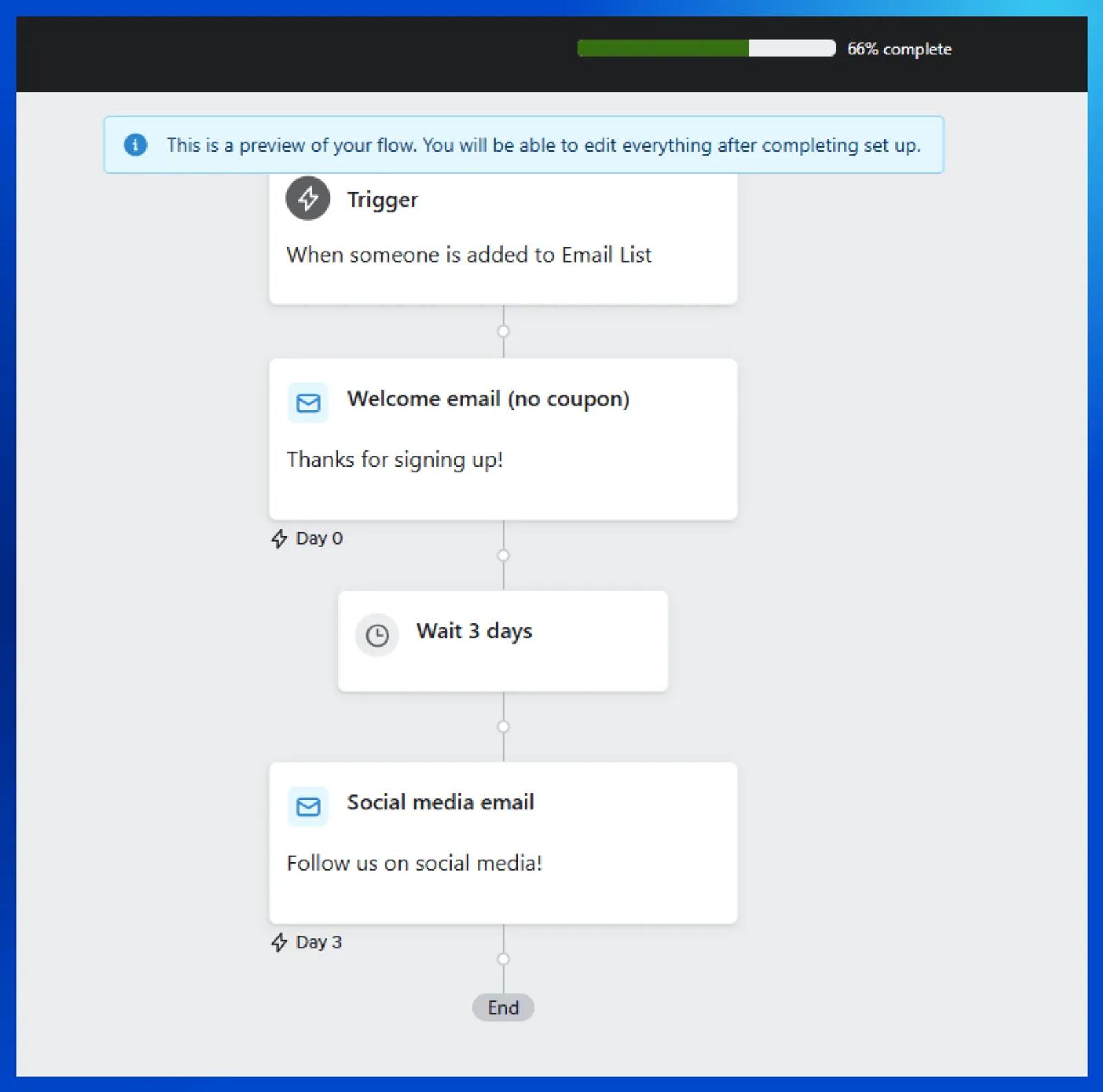 Create a welcome email flow