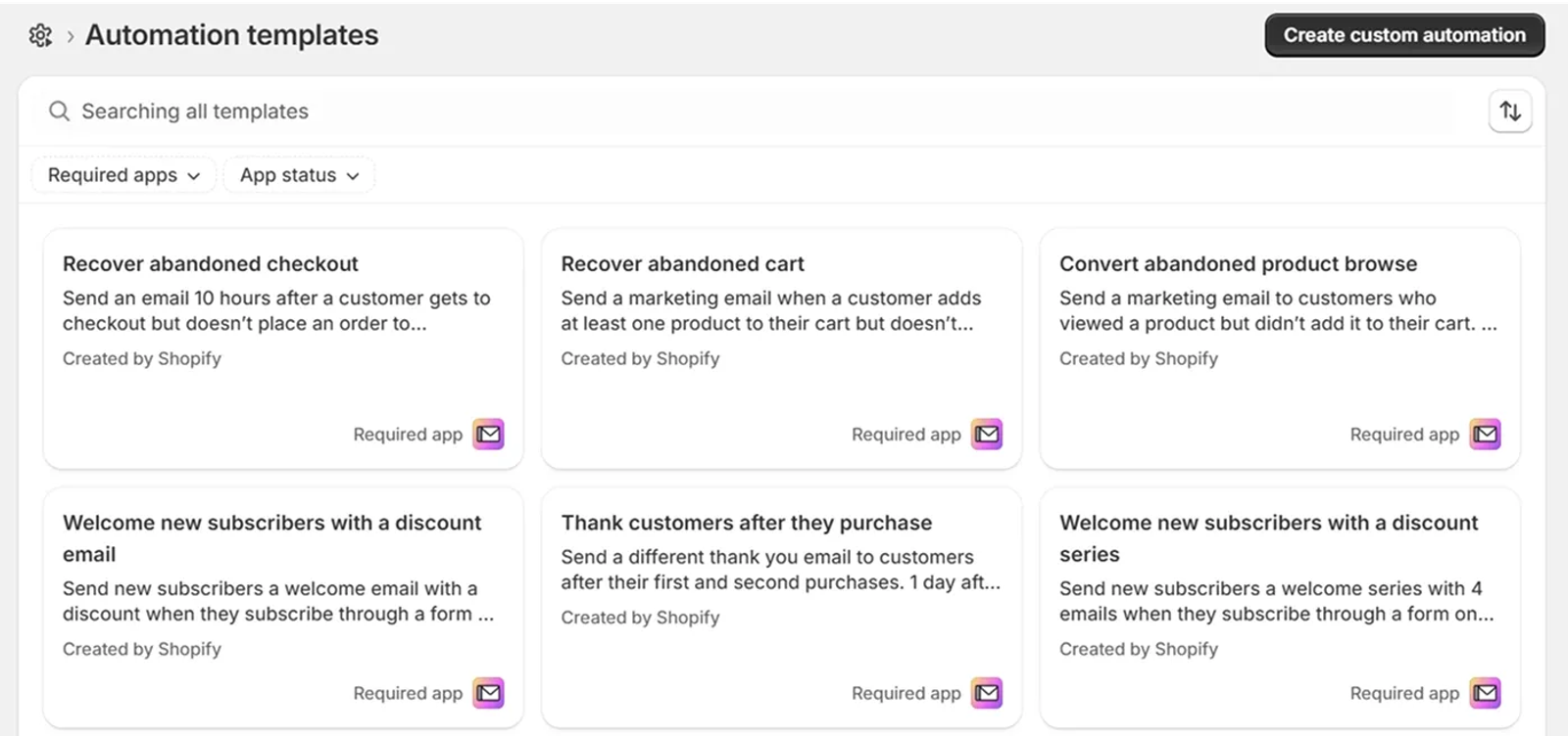 Marketing automation templates