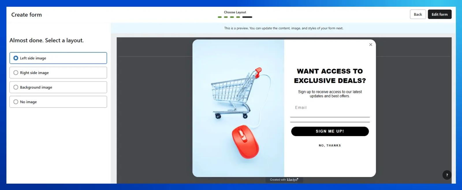 Signup form layout