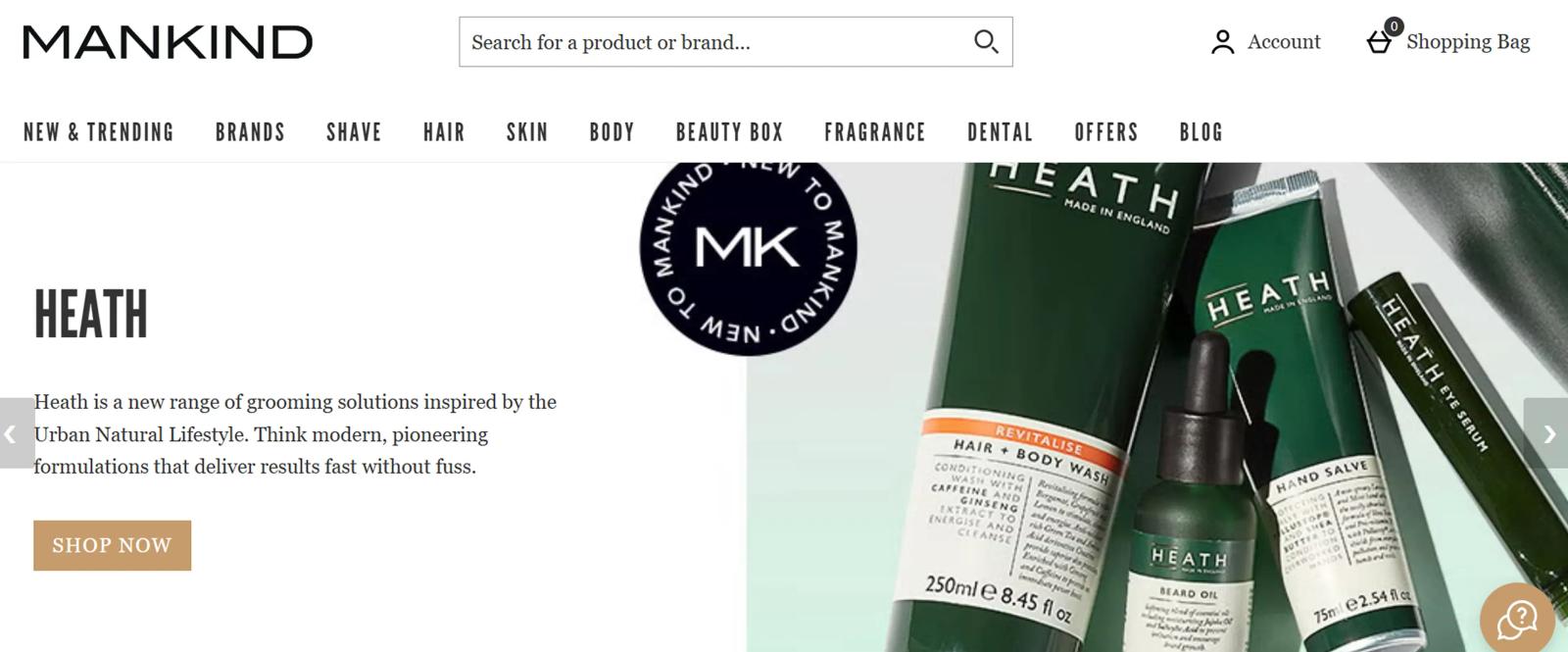 Mankind Shopify beauty store