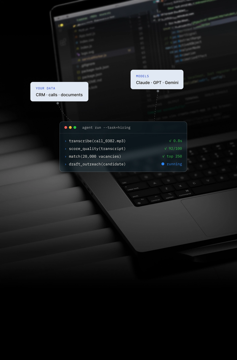 AI agent terminal on a laptop