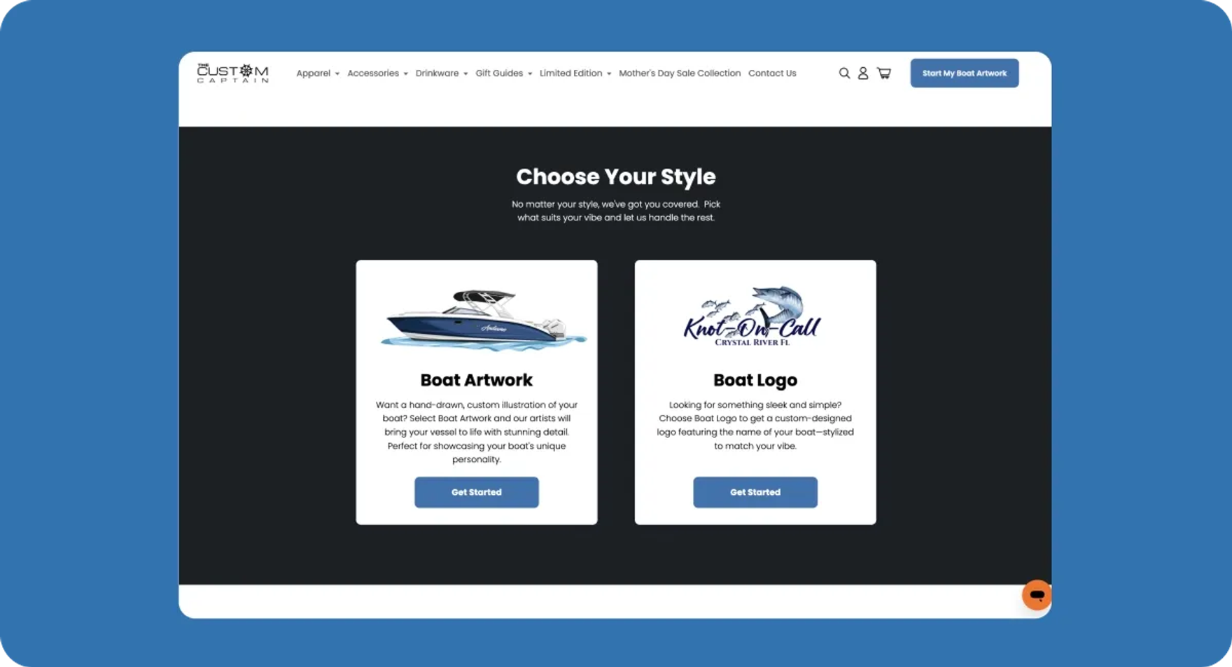 The Custom Captain's Shopify store for boating products challenges